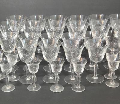 LOT 105D: Crystal Glasses / 12 Water, 10 Wine, and 11 Cordial