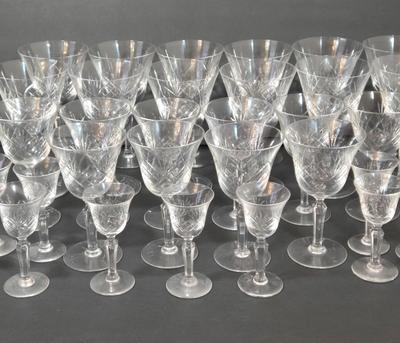 LOT 105D: Crystal Glasses / 12 Water, 10 Wine, and 11 Cordial