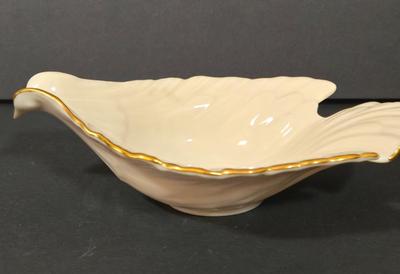 LOT 107D: Lenox Globe Vase, Dove Candy Dish, and 50th Anniversary Heart Shaped Trinket Box with Lid