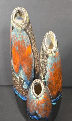 LOT 108D: Made in Italy Glass Gourd and Raku Fired Like Ceramic Vase