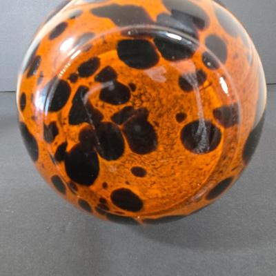 LOT 108D: Made in Italy Glass Gourd and Raku Fired Like Ceramic Vase