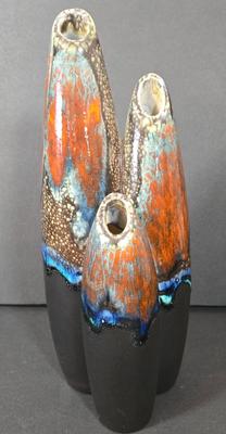 LOT 108D: Made in Italy Glass Gourd and Raku Fired Like Ceramic Vase