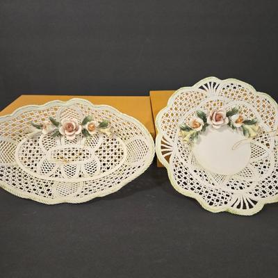 LOT 110D: Beautiful Vintage Porcelain Basket Plates