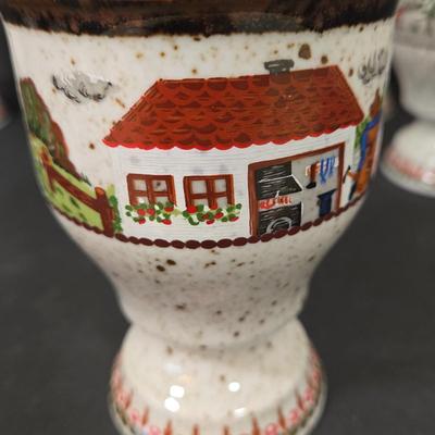 LOT 111D: Bavaria Rosler Ceramic Farm Themed Goblets