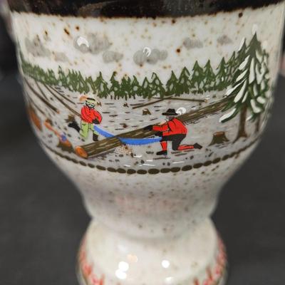 LOT 111D: Bavaria Rosler Ceramic Farm Themed Goblets
