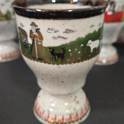LOT 111D: Bavaria Rosler Ceramic Farm Themed Goblets