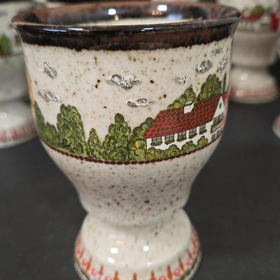 LOT 111D: Bavaria Rosler Ceramic Farm Themed Goblets