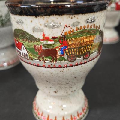 LOT 111D: Bavaria Rosler Ceramic Farm Themed Goblets