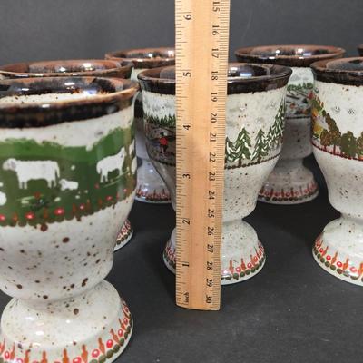 LOT 111D: Bavaria Rosler Ceramic Farm Themed Goblets
