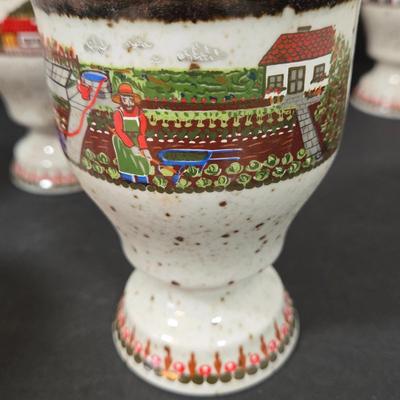 LOT 111D: Bavaria Rosler Ceramic Farm Themed Goblets