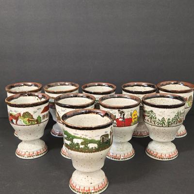 LOT 111D: Bavaria Rosler Ceramic Farm Themed Goblets