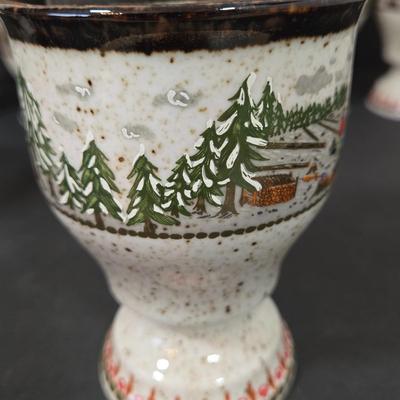 LOT 111D: Bavaria Rosler Ceramic Farm Themed Goblets