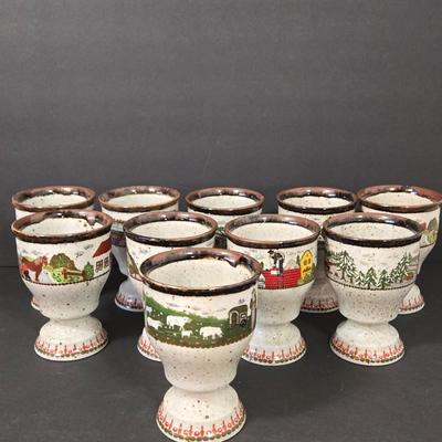 LOT 111D: Bavaria Rosler Ceramic Farm Themed Goblets