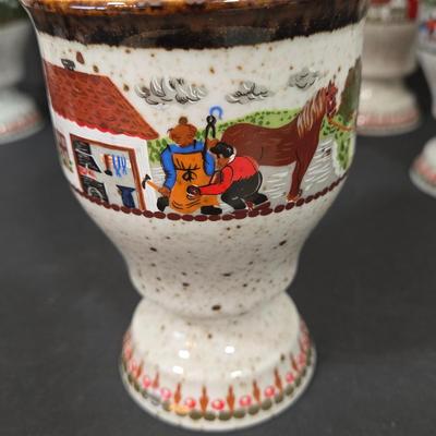 LOT 111D: Bavaria Rosler Ceramic Farm Themed Goblets