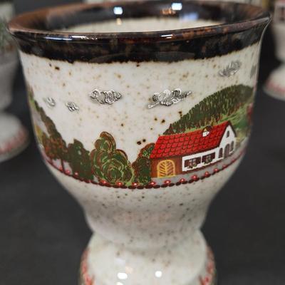 LOT 111D: Bavaria Rosler Ceramic Farm Themed Goblets