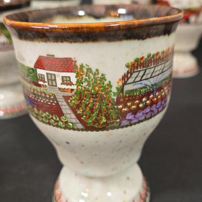 LOT 111D: Bavaria Rosler Ceramic Farm Themed Goblets
