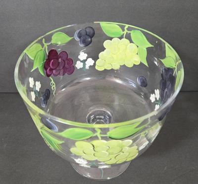 LOT 112D: Hand Painted Trifle Bowl and Four Snack Dishes with Matching Cups