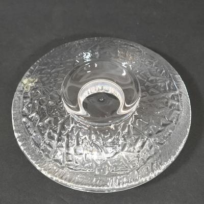 LOT 116D: Crystal Bell Shaped Taper Holders, Grape Vine Pitcher, and More