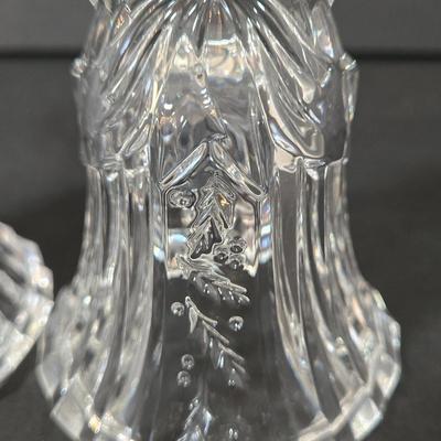 LOT 116D: Crystal Bell Shaped Taper Holders, Grape Vine Pitcher, and More