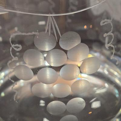 LOT 116D: Crystal Bell Shaped Taper Holders, Grape Vine Pitcher, and More