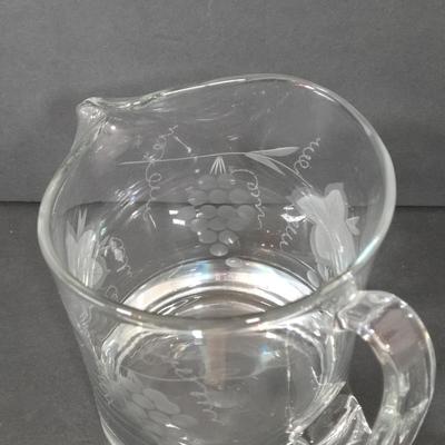 LOT 116D: Crystal Bell Shaped Taper Holders, Grape Vine Pitcher, and More