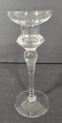 LOT 116D: Crystal Bell Shaped Taper Holders, Grape Vine Pitcher, and More