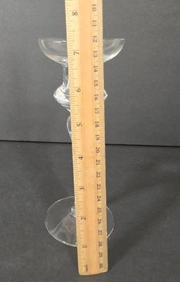 LOT 116D: Crystal Bell Shaped Taper Holders, Grape Vine Pitcher, and More