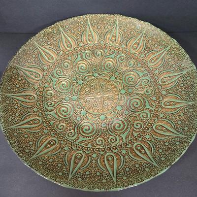 LOT 118D: Large Decorative Bowl, Metal Serving Platters, Coasters, and More