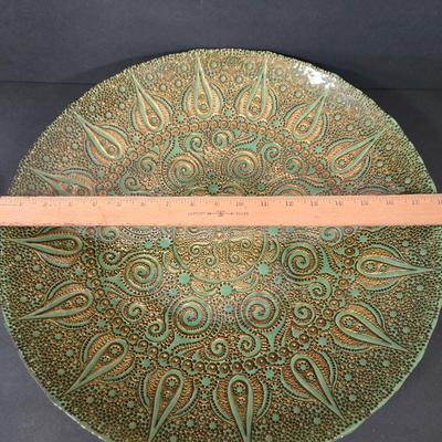 LOT 118D: Large Decorative Bowl, Metal Serving Platters, Coasters, and More