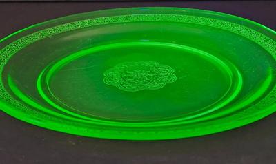 LOT 119D: Beautiful Multi-Colored Decorative Bowl, Crystal Bowl, and Uranium Glass Plate