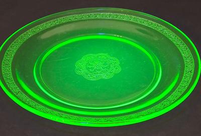 LOT 119D: Beautiful Multi-Colored Decorative Bowl, Crystal Bowl, and Uranium Glass Plate