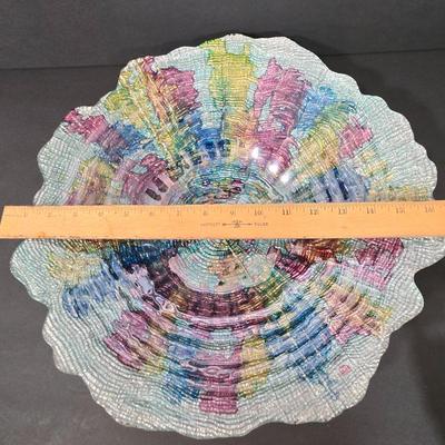 LOT 119D: Beautiful Multi-Colored Decorative Bowl, Crystal Bowl, and Uranium Glass Plate