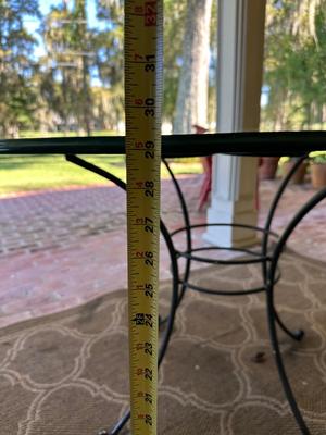 Round Glass-Top Wrought Iron Patio Table
