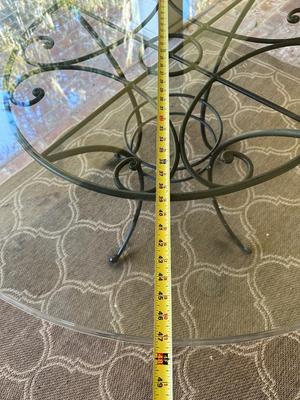 Round Glass-Top Wrought Iron Patio Table