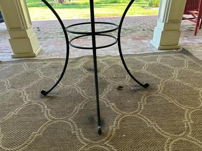 Round Glass-Top Wrought Iron Patio Table