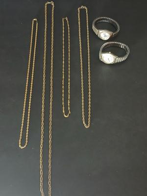 Gold toned chains - including one that is 14k GP and two watches