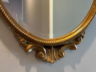 Carolina Mirror Company Oval Wall Mirror with Gold Ornate Frame
