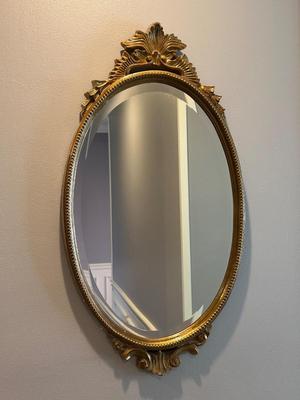 Carolina Mirror Company Oval Wall Mirror with Gold Ornate Frame