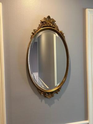 Carolina Mirror Company Oval Wall Mirror with Gold Ornate Frame