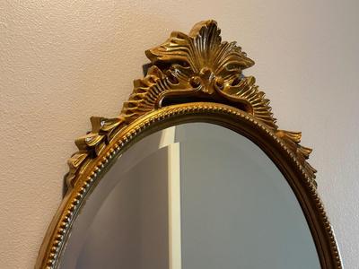 Carolina Mirror Company Oval Wall Mirror with Gold Ornate Frame