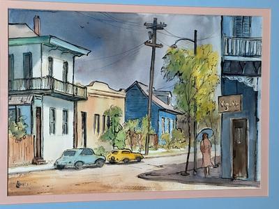 Original Watercolor Street Scene by Liberty