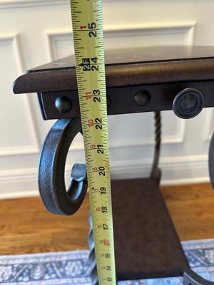 Scrolled Iron and Wood Accent Table