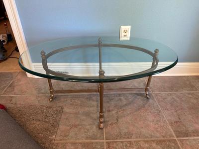 Oval Glass-Top Coffee Table
