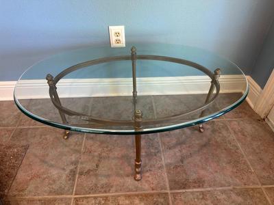 Oval Glass-Top Coffee Table
