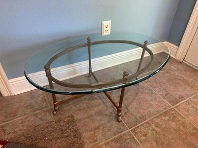 Oval Glass-Top Coffee Table