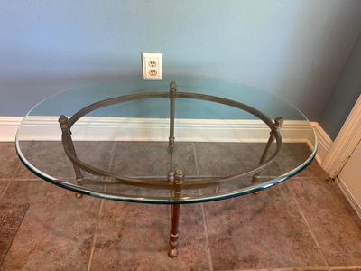 Oval Glass-Top Coffee Table