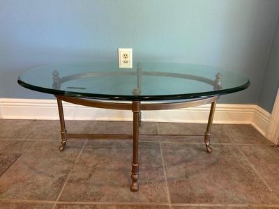 Oval Glass-Top Coffee Table