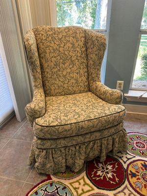 Karpen Upholstered Wingback Chair with Skirted Base