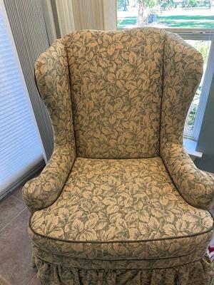 Karpen Upholstered Wingback Chair with Skirted Base
