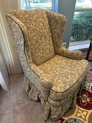Karpen Upholstered Wingback Chair with Skirted Base